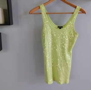 Express Green Sequin Fitted Tank Top